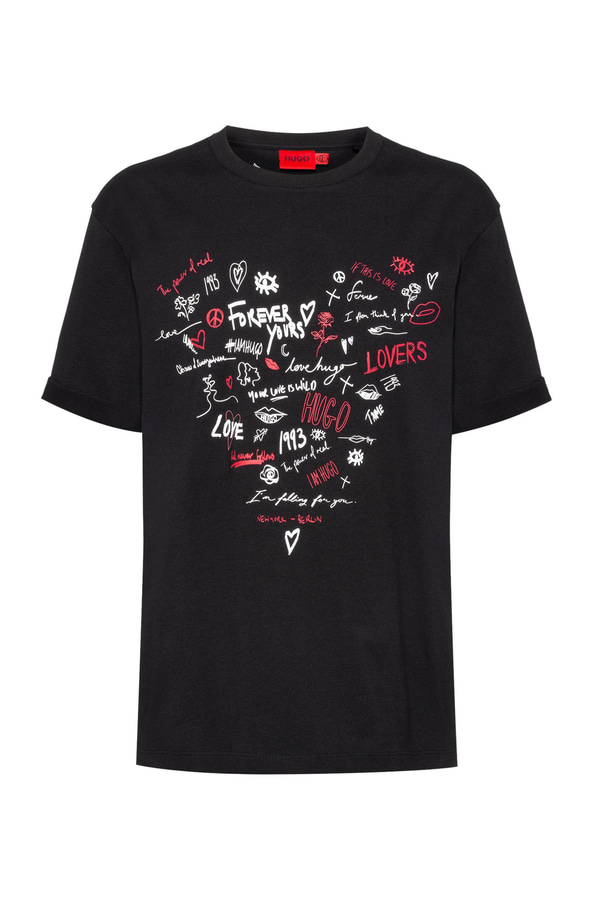 T-SHIRT HUGO - 001 ΜΑΥΡΟ